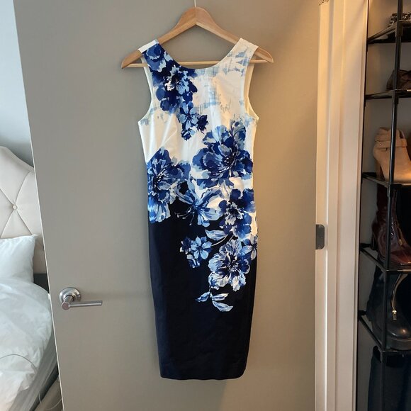 NWT Anthropologie Maeve Vanda Floral Pencil Dress Blue Size 2 - Picture 2 of 3